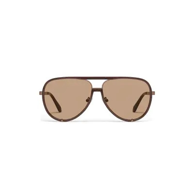 QUAY High Profile 51mm Gradient Aviator Sunglasses in Bone/Brown Fawn at Nordstrom | Nordstrom