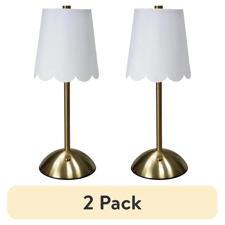 (2 pack) Home Decor Collection Sterling & Noble Home Cordless Rechargeable 11.9" Brass Table Lamp... | Walmart (US)