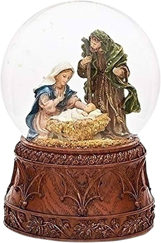 Christmas Nativity 120MM Musical Snow Globe Glitterdome with Carved Wood Base - Plays Tune O'Holy... | Amazon (US)