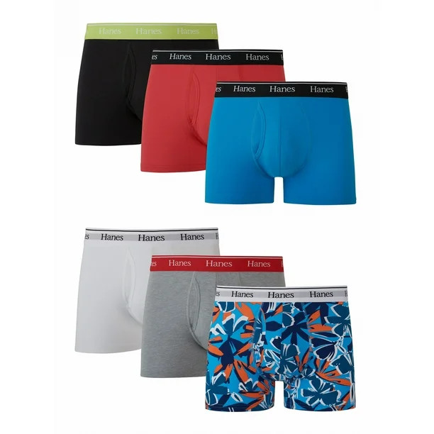 Hanes Originals Men’s Underwear Trunks, Moisture-Wicking Stretch Cotton, 6-Pack | Walmart (US)