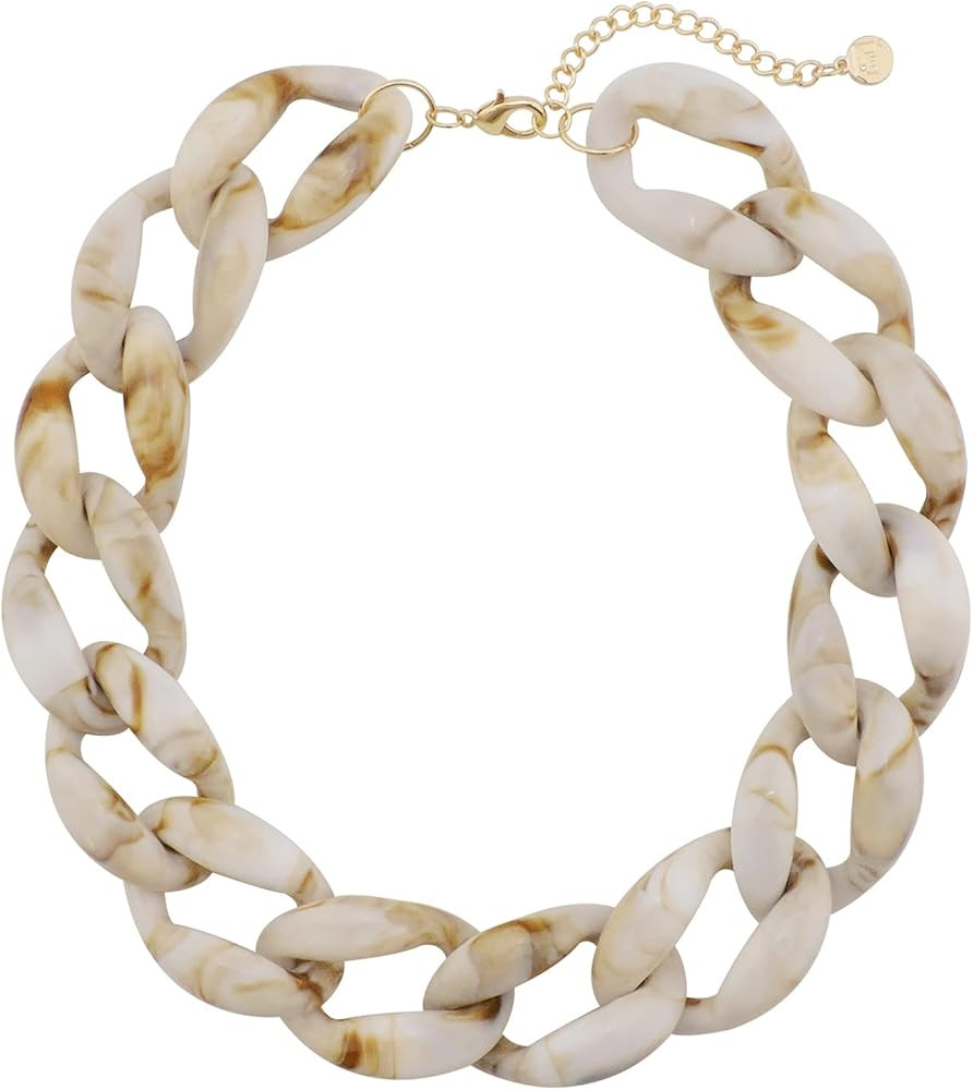 Firstmeet Chunky Acrylic Necklace Smooth Chain Link Cool Statement Choker Cuban Style Jewelry Gif... | Amazon (US)