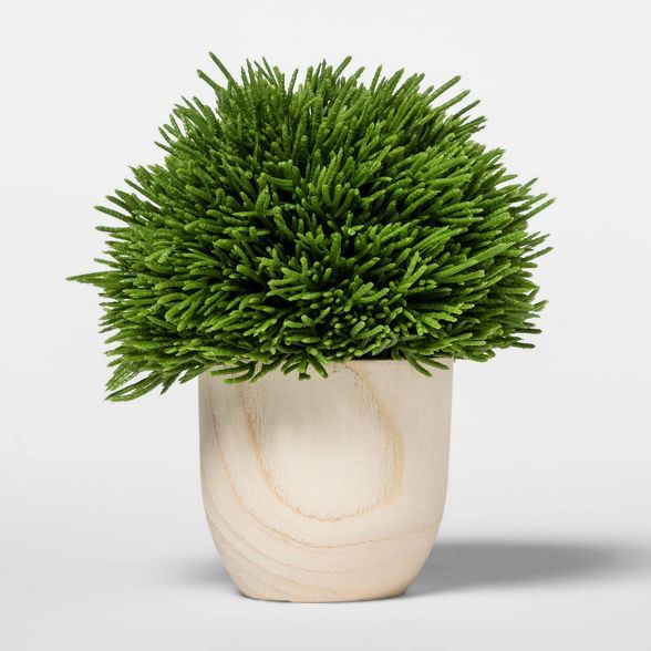 Artificial Cypress Arrangement in Wooden Pot Green/Natural - Threshold™ | Target