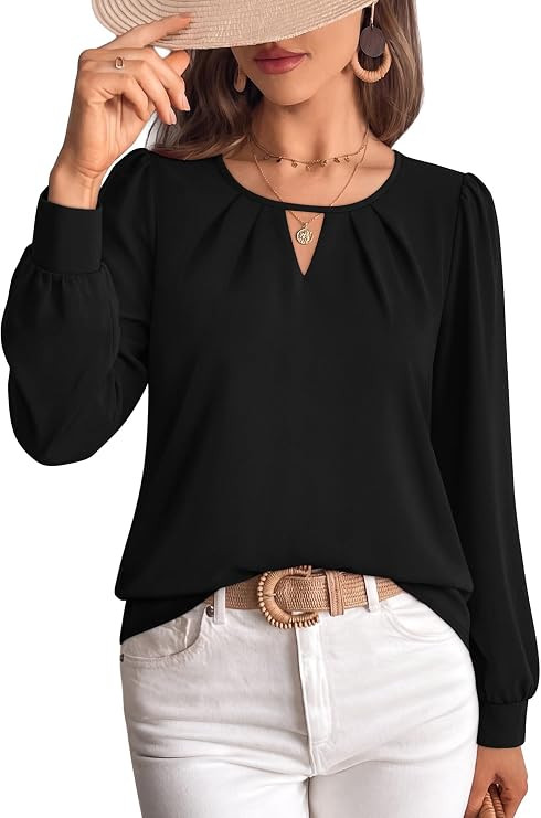 Keyhole Neck, Puff Sleeve, Winter Clothes, Trendy, Fashion, Loose Fit, Business Work | Amazon (US)