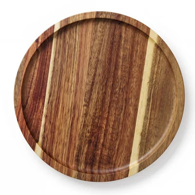 4‑Pack Round Wood Serving Tray Set, Oil‑Finished Natural Wooden Platters Available in 8.7‑Inch and 11.81‑Inch Sizes, Decorative Circular Trays for Cof | Wayfair North America