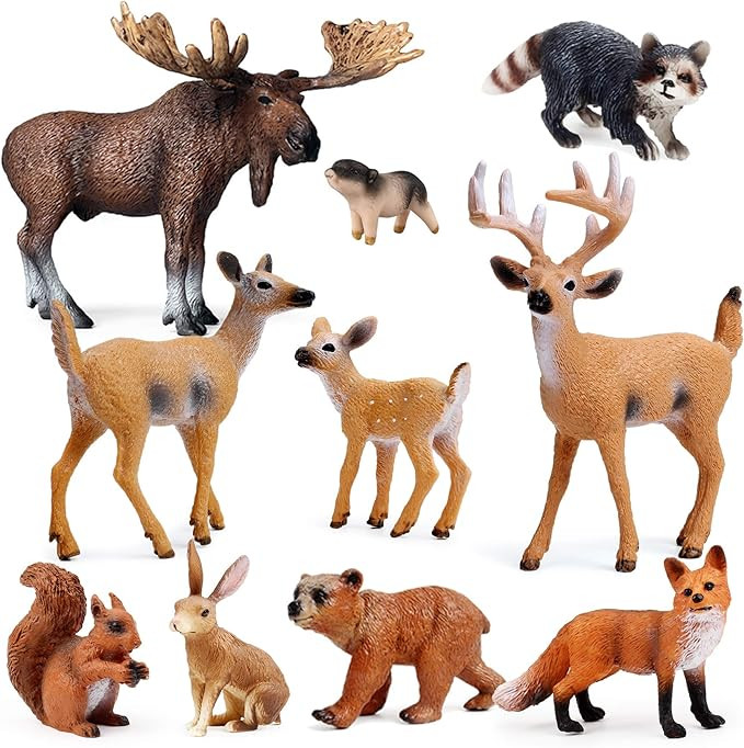 10pcs Forest Animals Figures, Woodland Creatures Figurines, Miniature Toys Cake Toppers | Amazon (US)