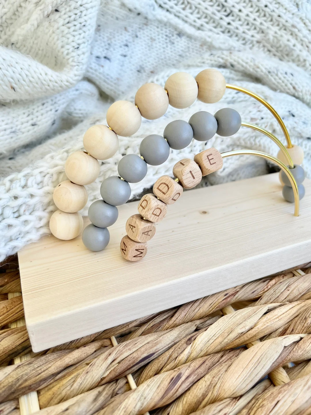 Rainbow Abacus | Natural Wood | Beaded Baby Toy | Toddler Toy | Custom Personalized | Nursery Dec... | Etsy (US)