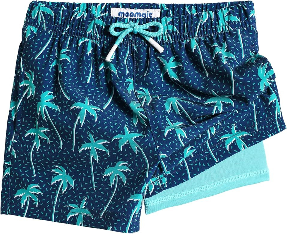 maamgic Boys Swim Trunks with Compression Liner Toddler Stretch Swim Shorts | Amazon (US)