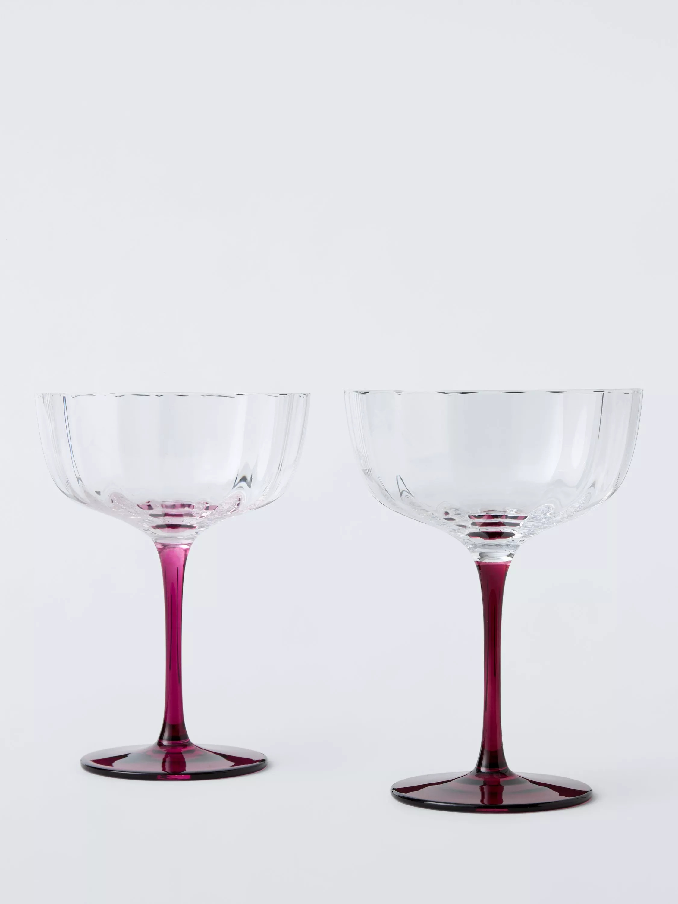 John Lewis Colour Stem Optic Coupe Cocktail Glass, Set of 2, 350ml, Plum | John Lewis (UK)