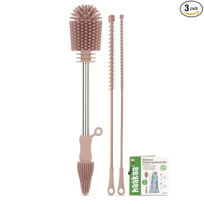 Haakaa Silicone Cleaning Brush Kit - Baby Bottle Brush Cleaner for Breast Pump,Nipple,Breast Milk... | Amazon (US)