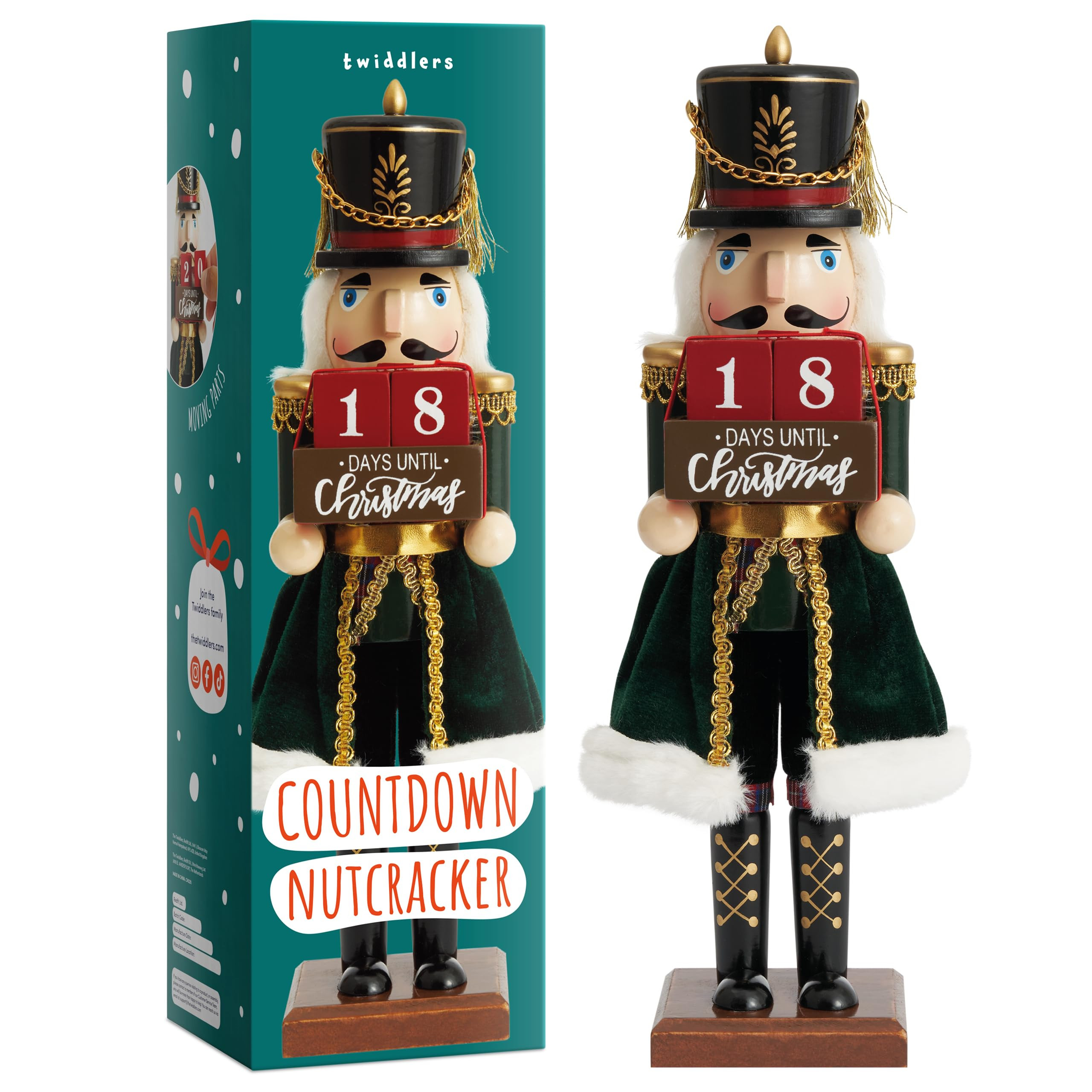 THE TWIDDLERS - Christmas Countdown Wooden Nutcracker Soldier, 30cm/ 12" Wooden Nutcracker Christ... | Amazon (CA)