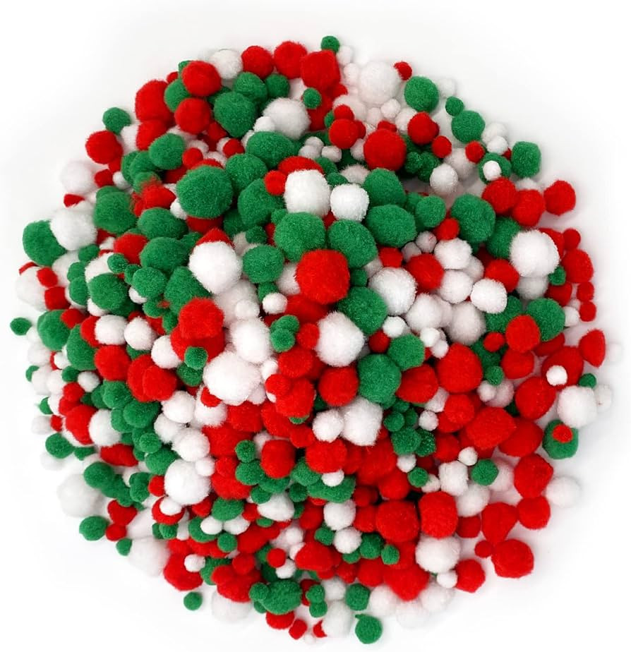 Amazon.com: Lusy DM 1200 Pieces Christmas Pom Pom Fluffy Pom Poms Mini pom Balls for Craft Making... | Amazon (US)