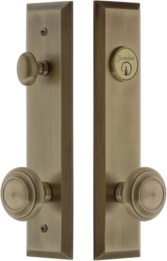 Grandeur Hardware 840681 Fifth Avenue Tall Plate Complete Entry Set with Circulaire Knob, Backset... | Amazon (US)