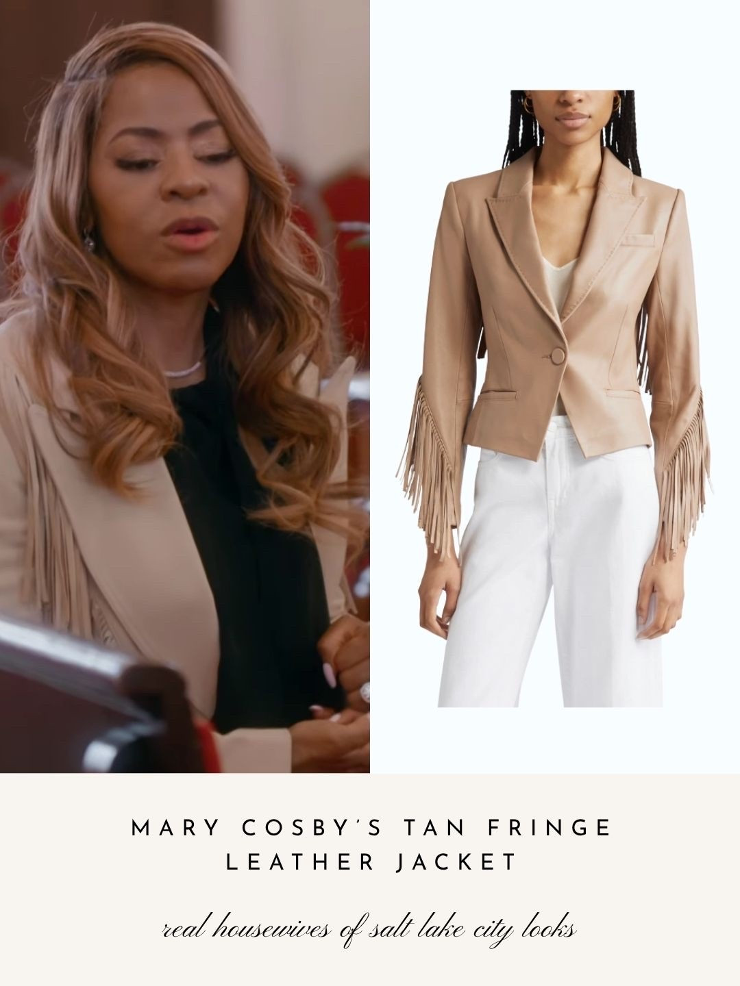 Mary Cosby’s Tan Fringe Leather Jacket