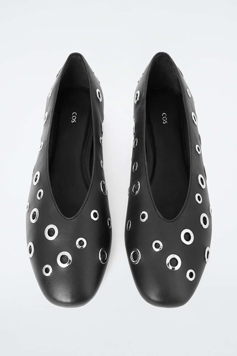 EYELET LEATHER BALLET FLATS - BLACK - COS | COS UK