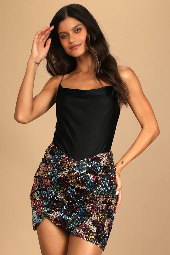 Prismatic Perfection Rainbow Sequin Tulip Mini Skirt | Lulus (US)