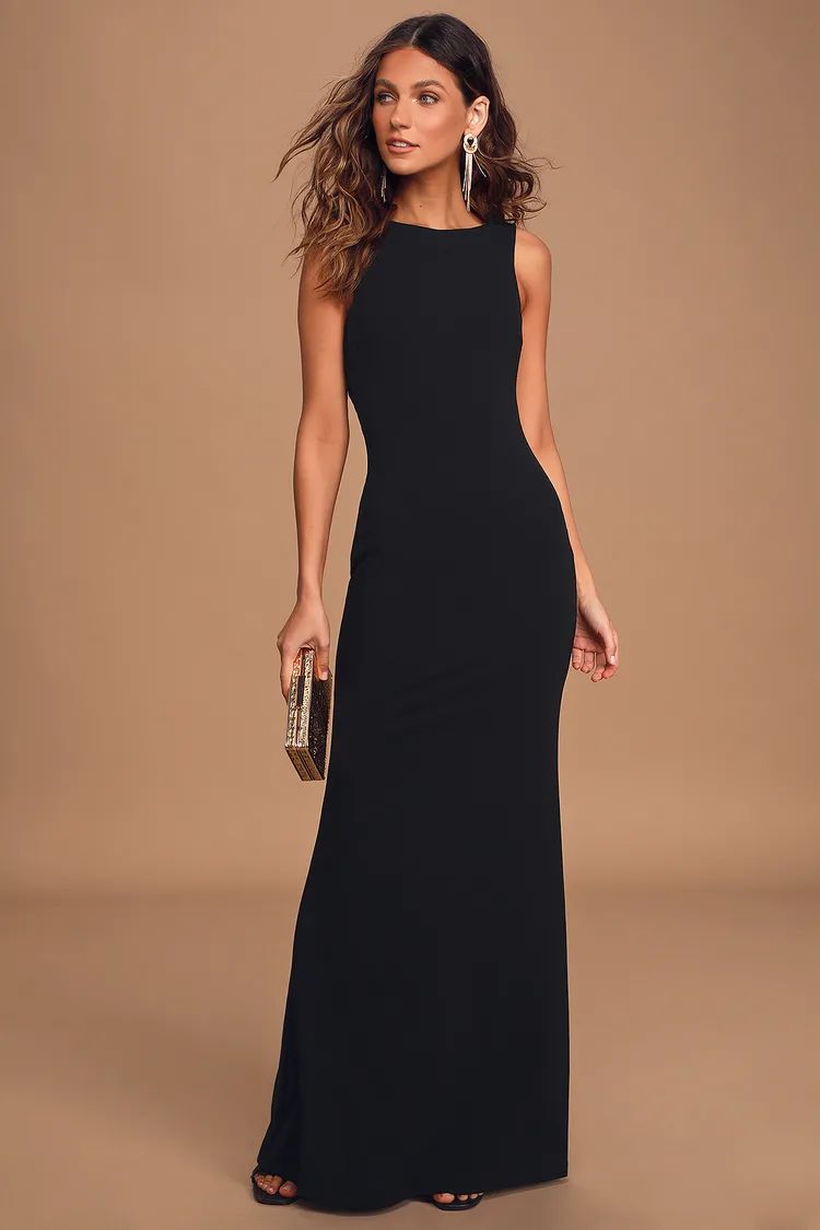 Love In Your Eyes Black Knotted Mermaid Maxi Dress | Lulus