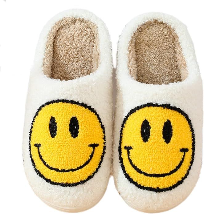 NIHYCAI Smiley face Slippers Unisex Non-Slip Cartoon Plush Slippers Indoor and Outdoor Memory Foa... | Amazon (US)
