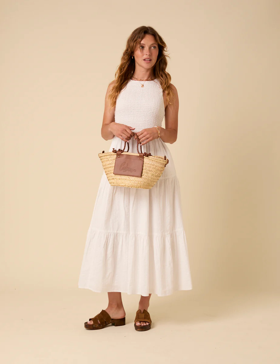 White Sleeveless Tiered Charlie Midi Dress | Nobody's Child