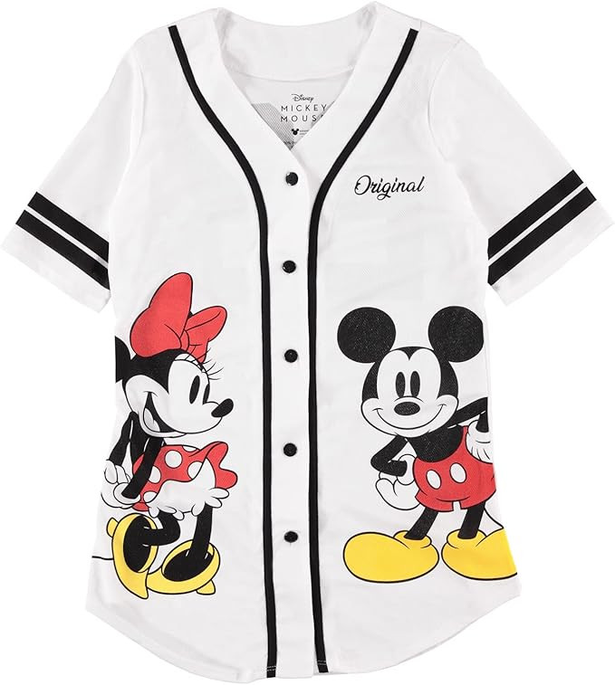 Disney Ladies Mickey Mouse Fashion Shirt - Mickey & Minnie Mouse Baseball Jersey Mickey Mouse But... | Amazon (US)
