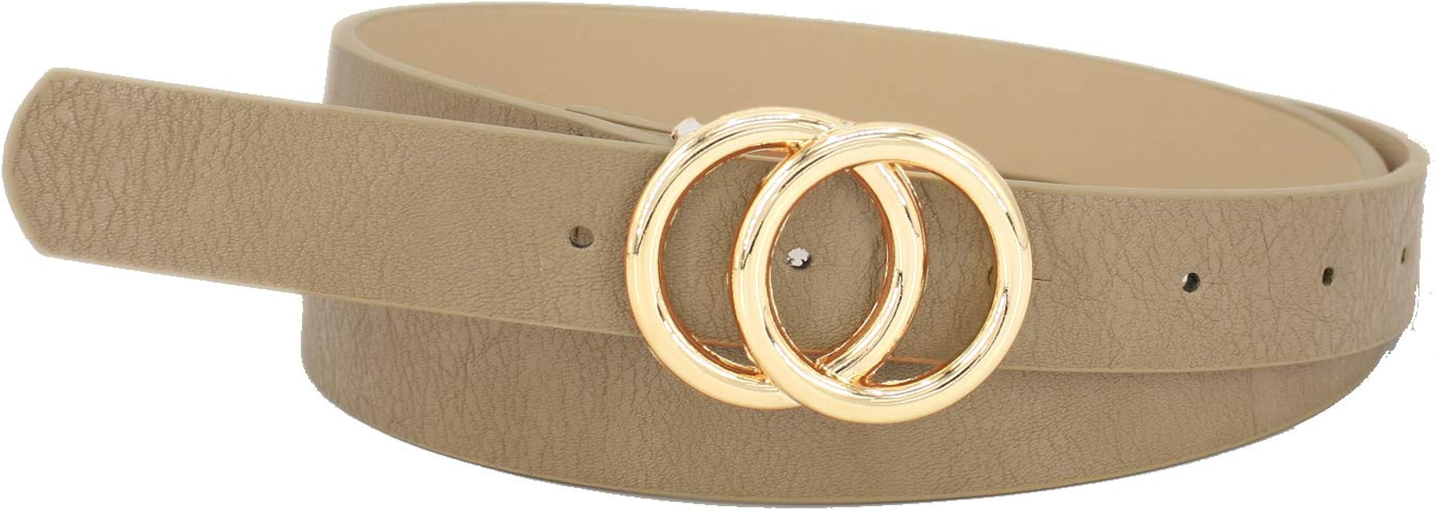 Women's 7/8"(2.2cm) Width Matt Soft Faux Leather Belt with Double O-Ring Buckle | Amazon (US)