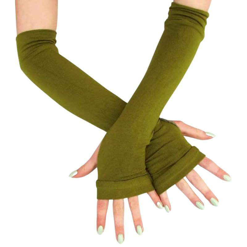 Solid Olive Green Bamboo Arm Warmers Eco-Friendly | Amazon (US)