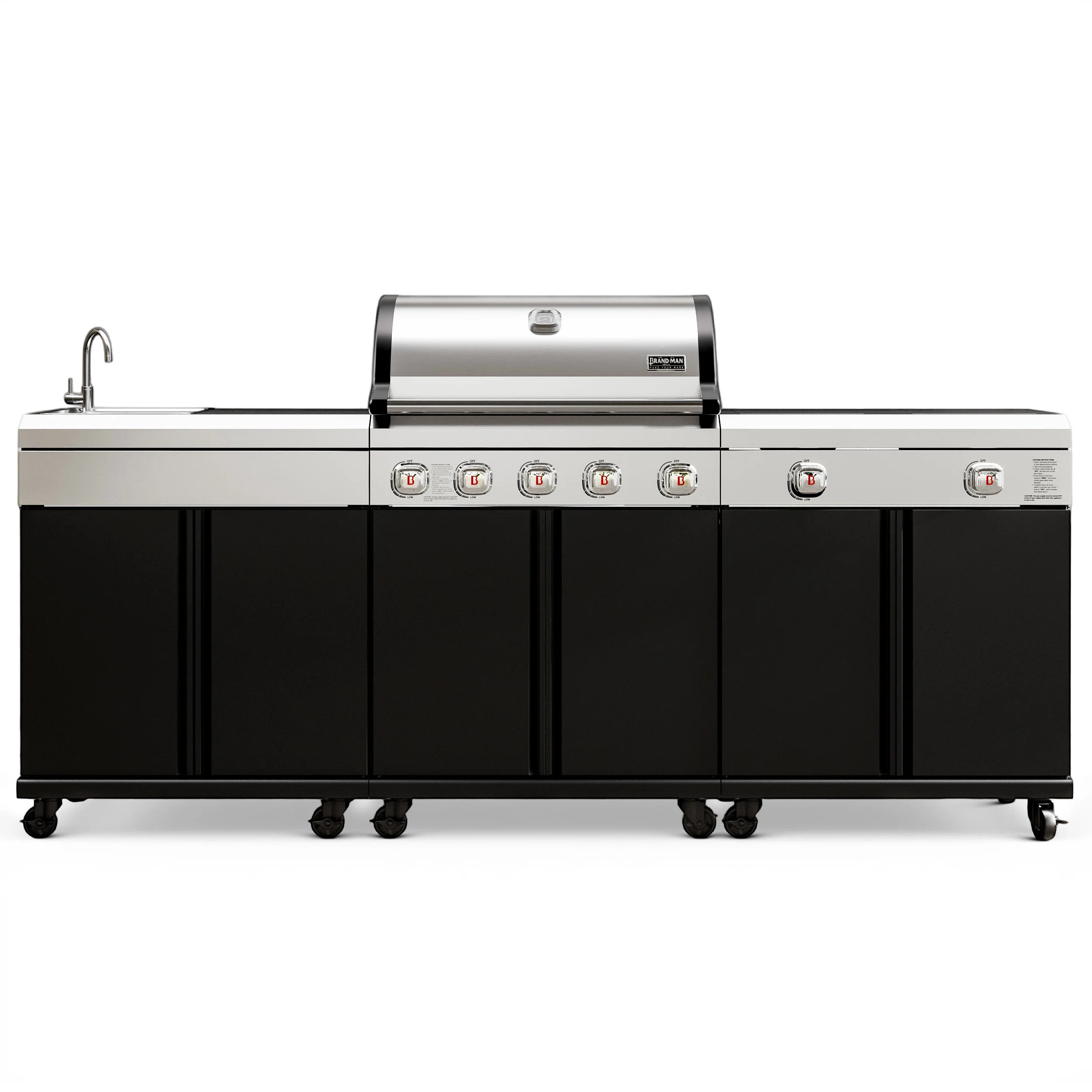 Brand-man 3-in-1 Modular Outdoor Kitchen Island – 5-burner Gas Grill with Griddle, Dual-Zone Co... | Wayfair North America