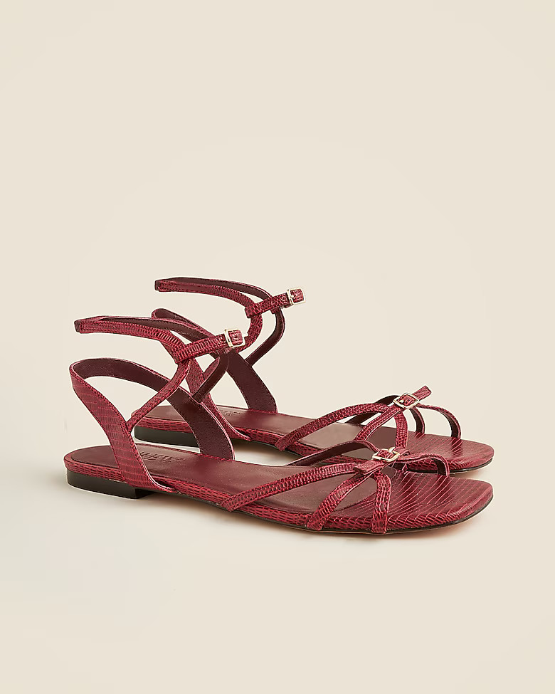 New Capri buckle sandals in lizard-embossed leather | J. Crew US