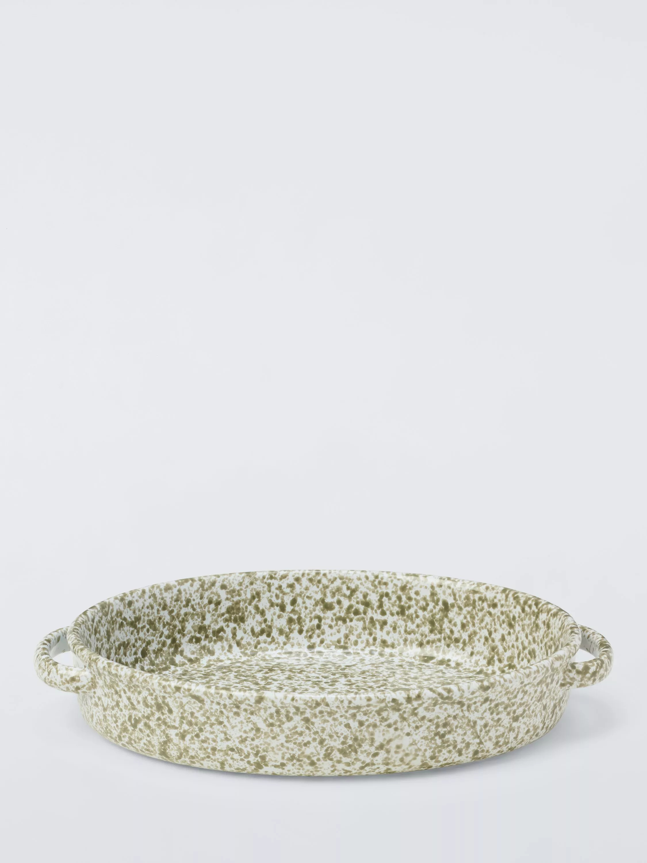 John Lewis Farmhouse Speckle Glaze Stoneware Serve Dish with Handles, Green | John Lewis (UK)