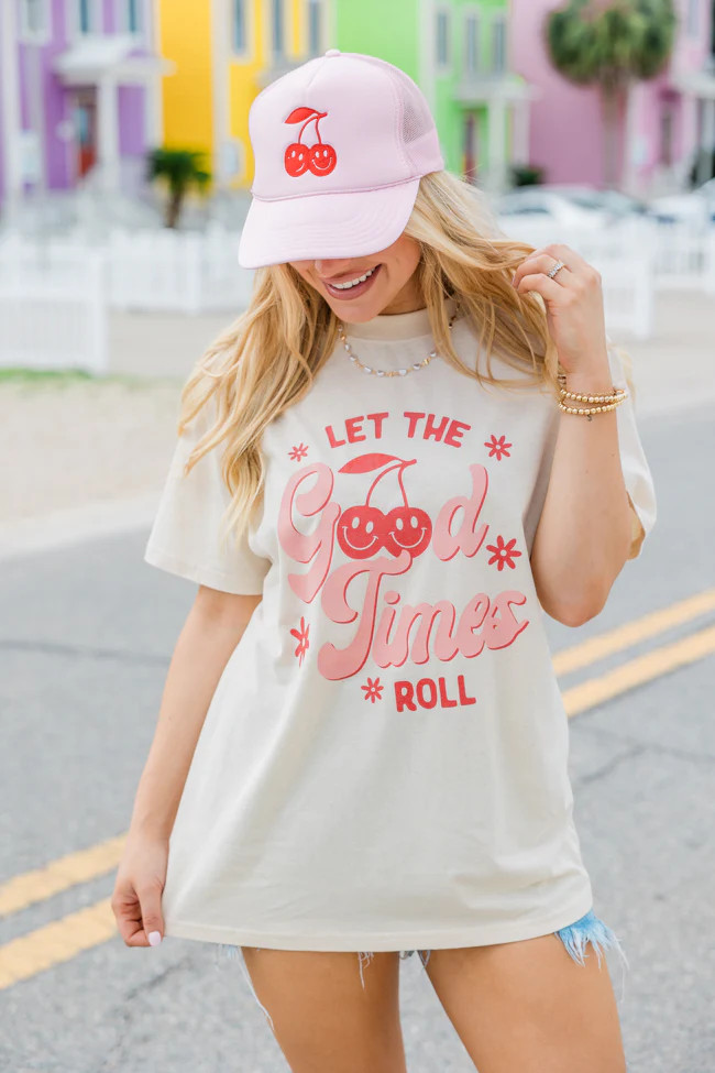 Cherries Light Pink Trucker Hat | Pink Lily