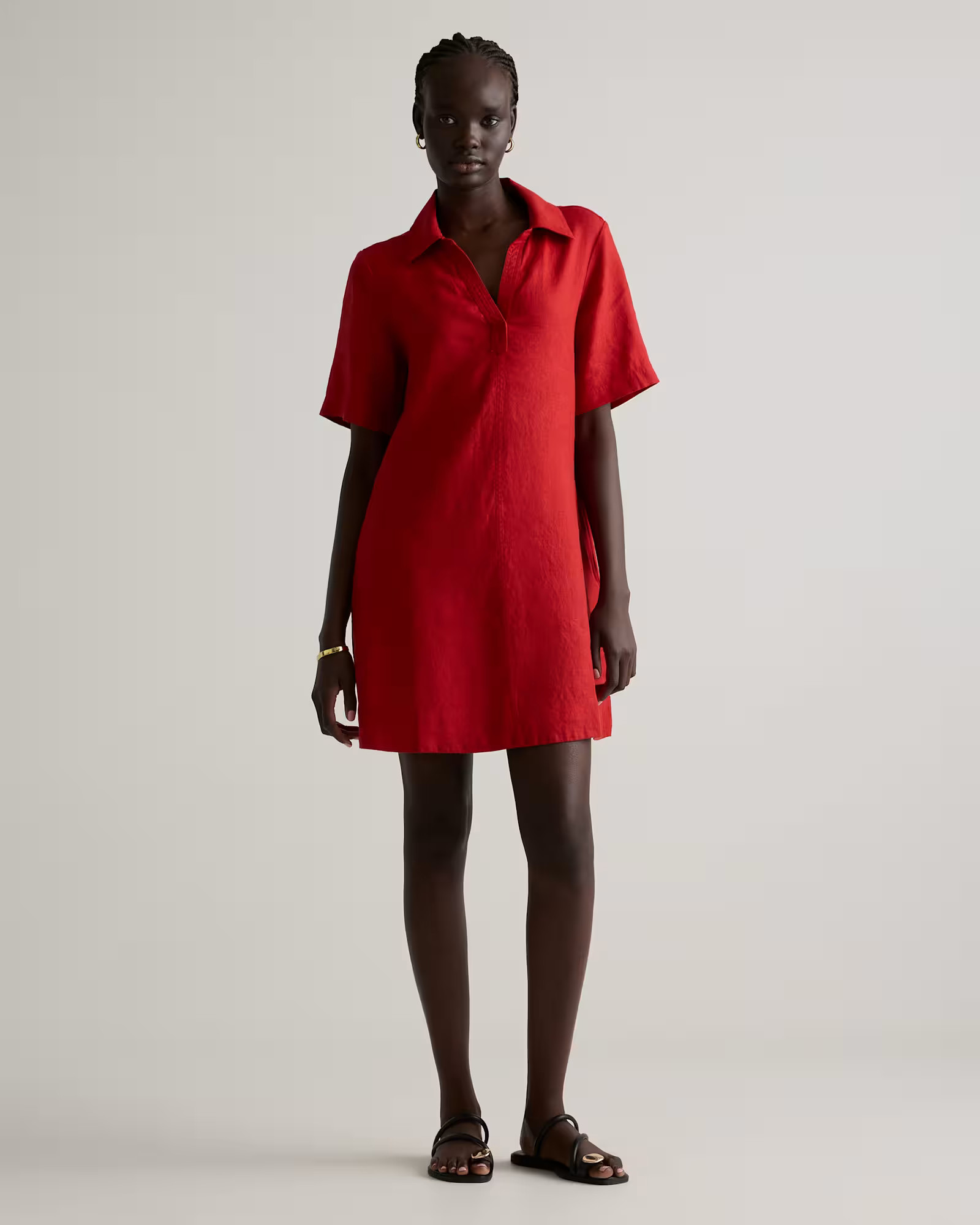 100% European Linen Popover Mini Dress in Chile | Quince