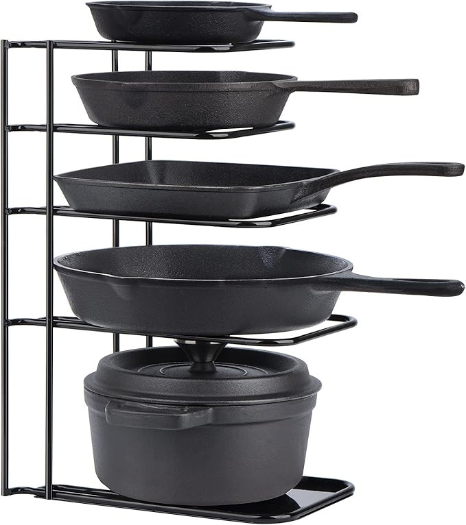 Toplife Heavy Duty Pan Organizer, 5 Tier Pot and Pan Organizer Rack for Cast Iron Skillets, Gridd... | Amazon (US)