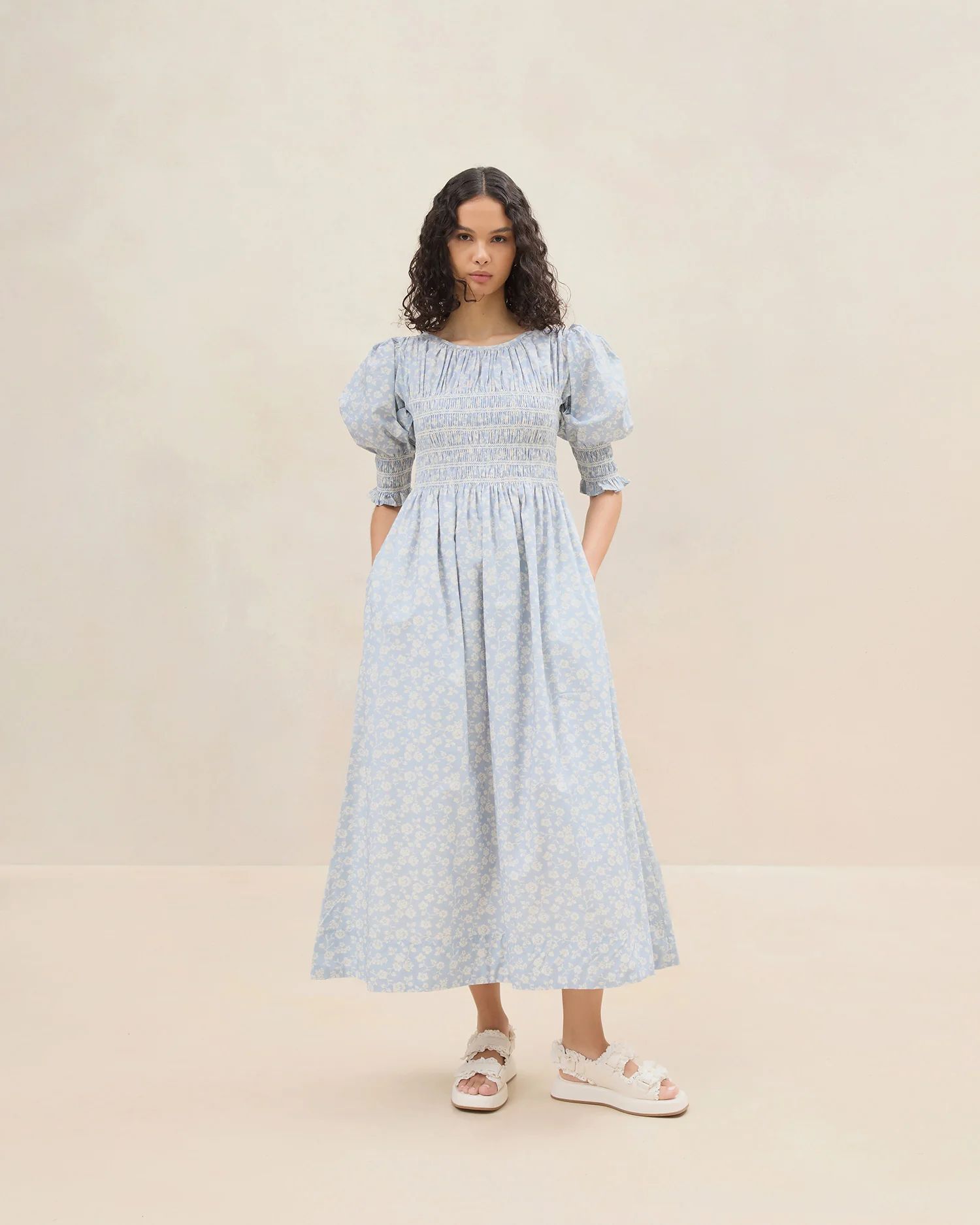 Quinn Blue Floral Cinched Dress | Loeffler Randall
