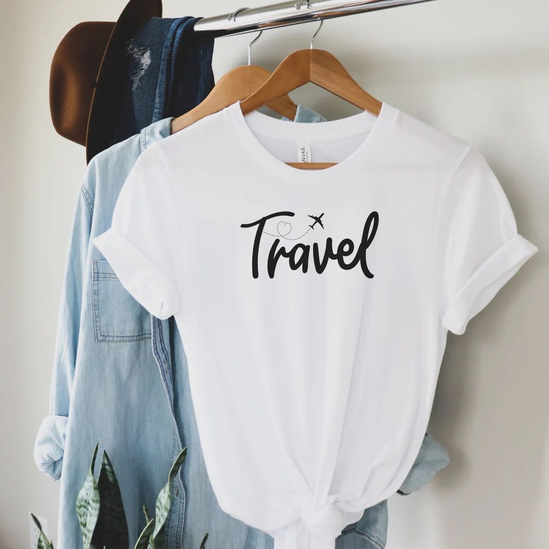 Airplane Travel Tshirt, Vacation Tee, Gift for Pilot, Flight Attendant, World Traveler, Travel Lo... | Etsy (US)