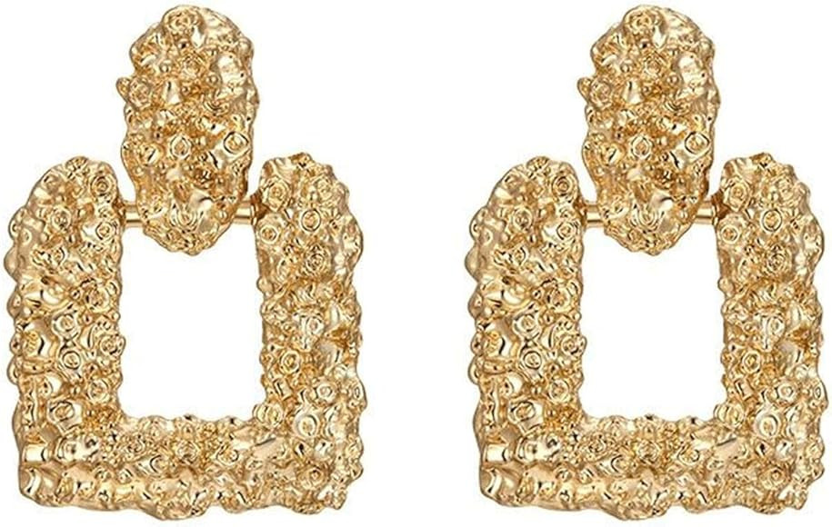 LUVNEE Square Drop Earrings Punk Boho Gold Statement Geometric Metallic Earrings | Amazon (US)
