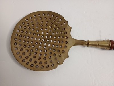 Vintage Brass Skimmer W/ 5.5 In. Wide Head     "20" Long W/ Wooden Handle | eBay US