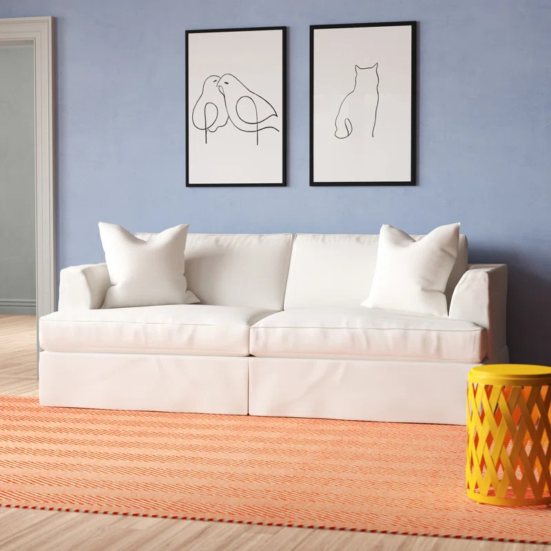 Lucia 93'' Recessed Arm Slipcovered Sofa Bed | Wayfair North America