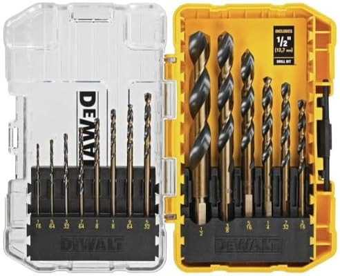 DEWALT Drill Bit Set, 3-Flats Shank,14-Piece, 135 Degree Split Point, for Plastic, Wood and Metal... | Amazon (US)