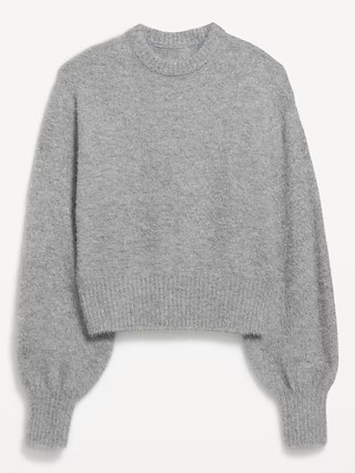 Cropped Crew-Neck Eyelash Sweater | Old Navy (US)
