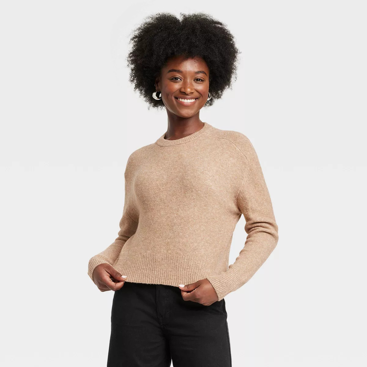 Women's Cozy Knit Crewneck Pullover Sweater - Universal Thread™ Cream M | Target