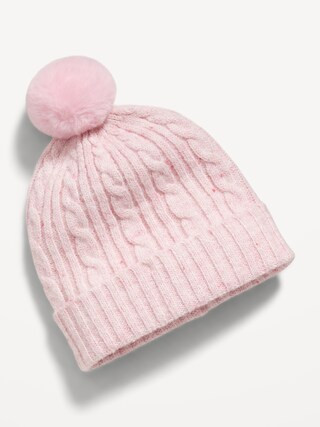 Pom-Pom Cable-Knit Beanie for Toddler Girls | Old Navy (US)