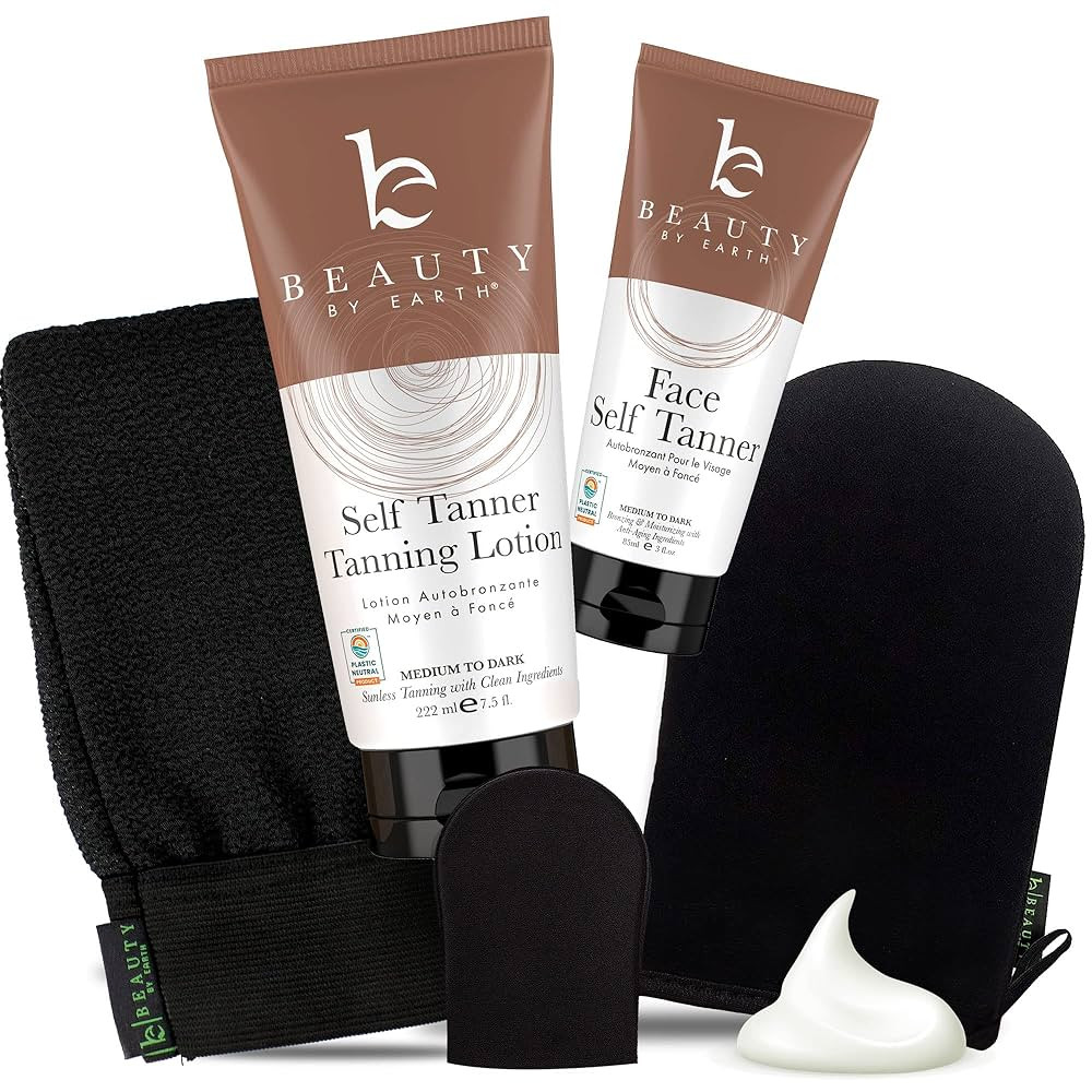 Tanning Lotion Self Tanner Kit - USA Made with Organic & Natural Ingredients, Self Tanning Lotion... | Amazon (US)