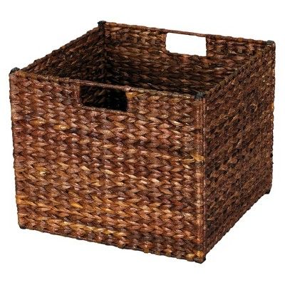 Household Essentials® Natural Banana Leaf Cube Storage Basket - Stained Dark Brown | Target