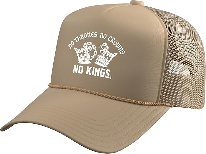 No Thrones No Crowns No Kings Anti Monarchy Linocut T-Shirt Trucker Hat with Adjustable Mesh Back | Amazon (US)