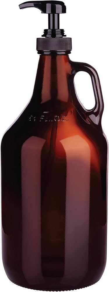 Large Amber Salon Pump Bottle, Half Gallon Glass Jug Pump Dispenser, for Shampoo, Conditioner, Ha... | Amazon (US)