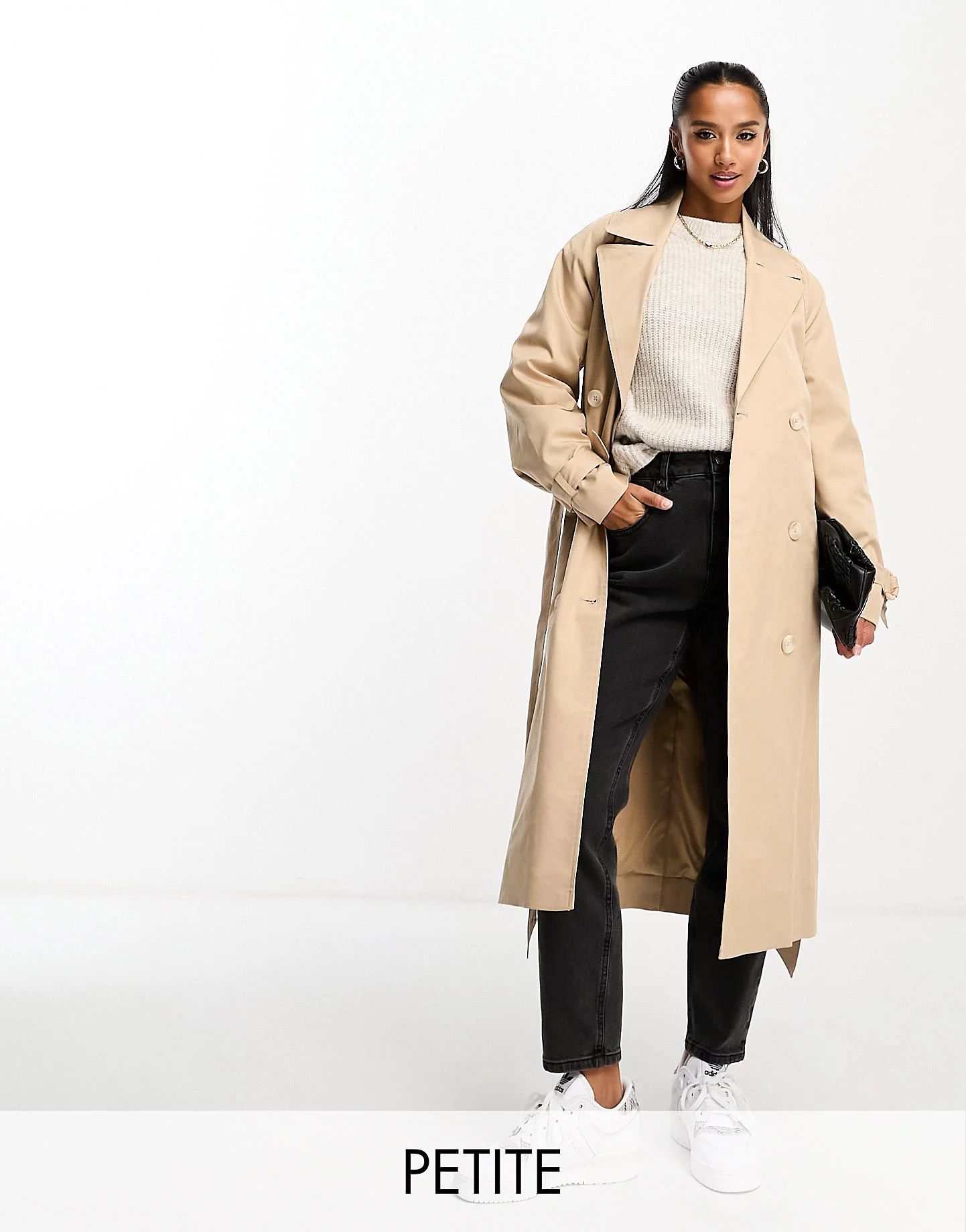 Forever New Petite belted trench midi coat in camel | ASOS | ASOS (Global)