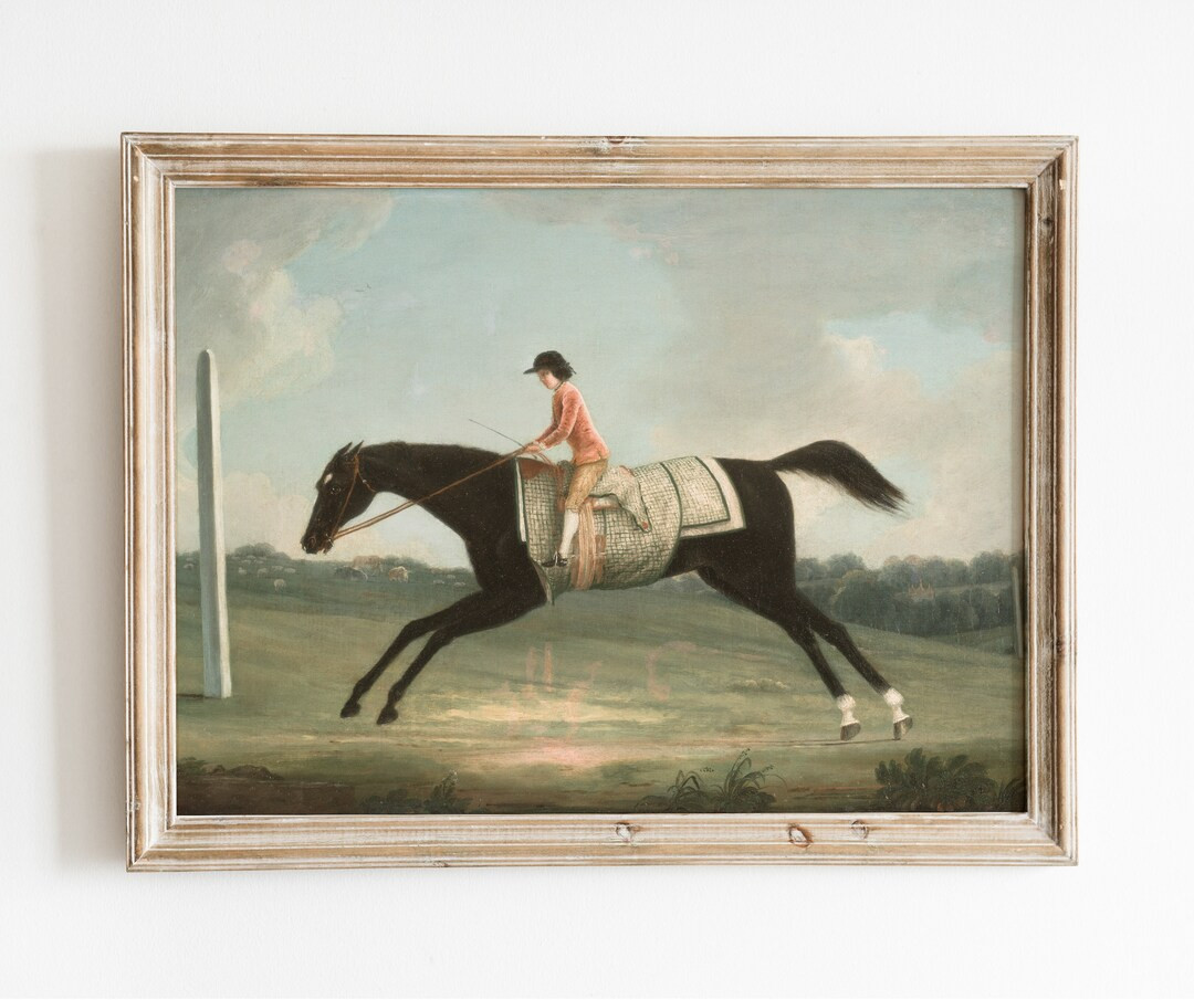 Jumping Horse | Vintage Equestrian Painting | Child Riding Black Horse | DIGITAL DOWNLOAD | 132 | Etsy (US)
