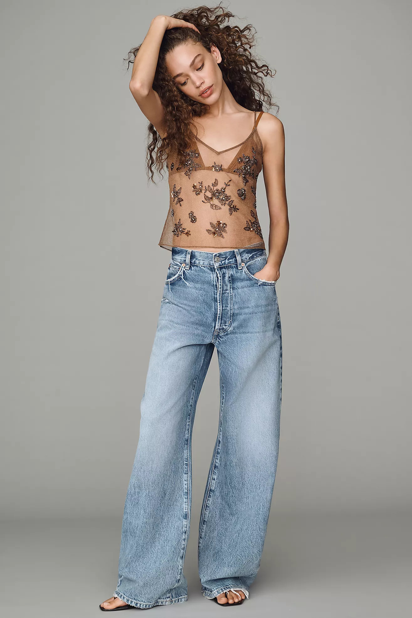 LyreBird Sheer Beaded Tank | Anthropologie (US)