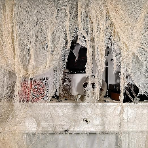 ZYP 315 x 78.7in Halloween Creepy Cloth Beige Spooky Fabric Gauze Spooky Giant Cheese Cloth for H... | Amazon (US)