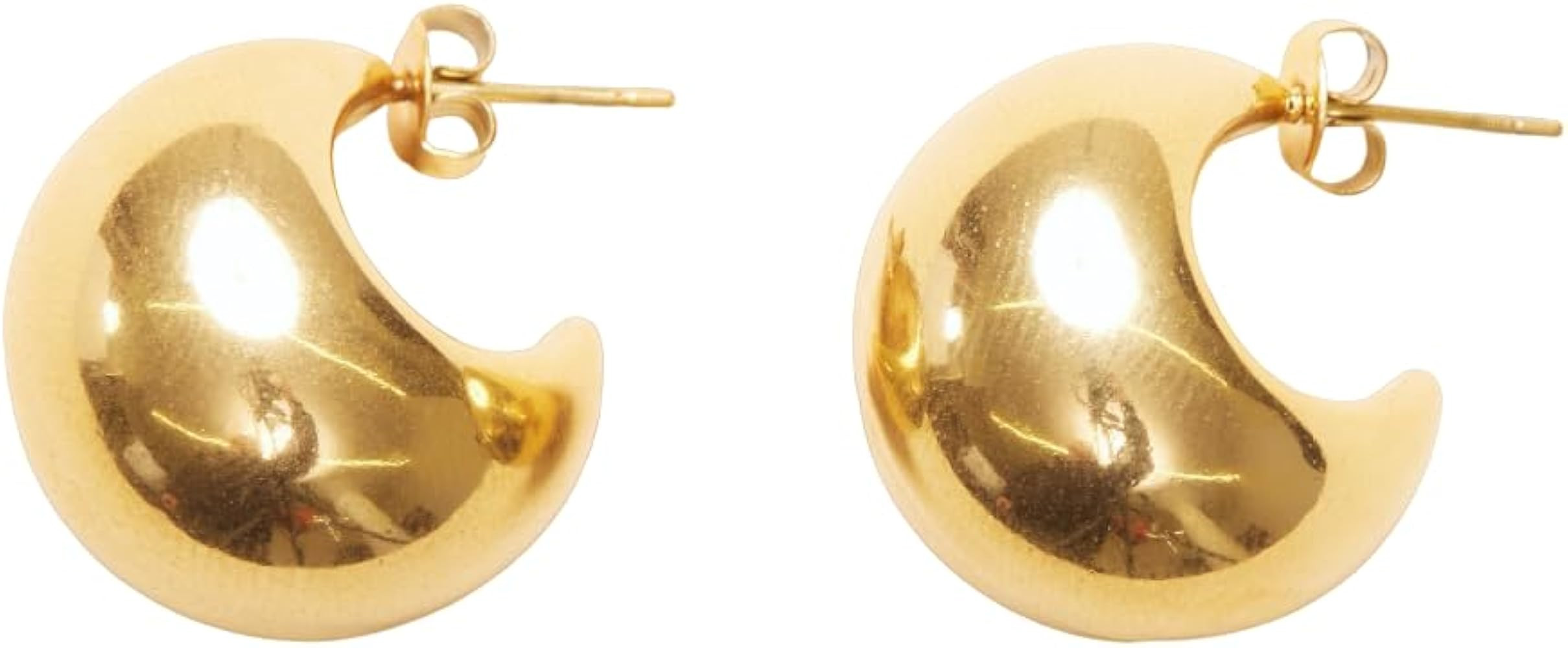 18K Gold Plated Titanium Chunky Ball Earrings, Timeless Gold Hoops, Never Tarnish | Amazon (US)