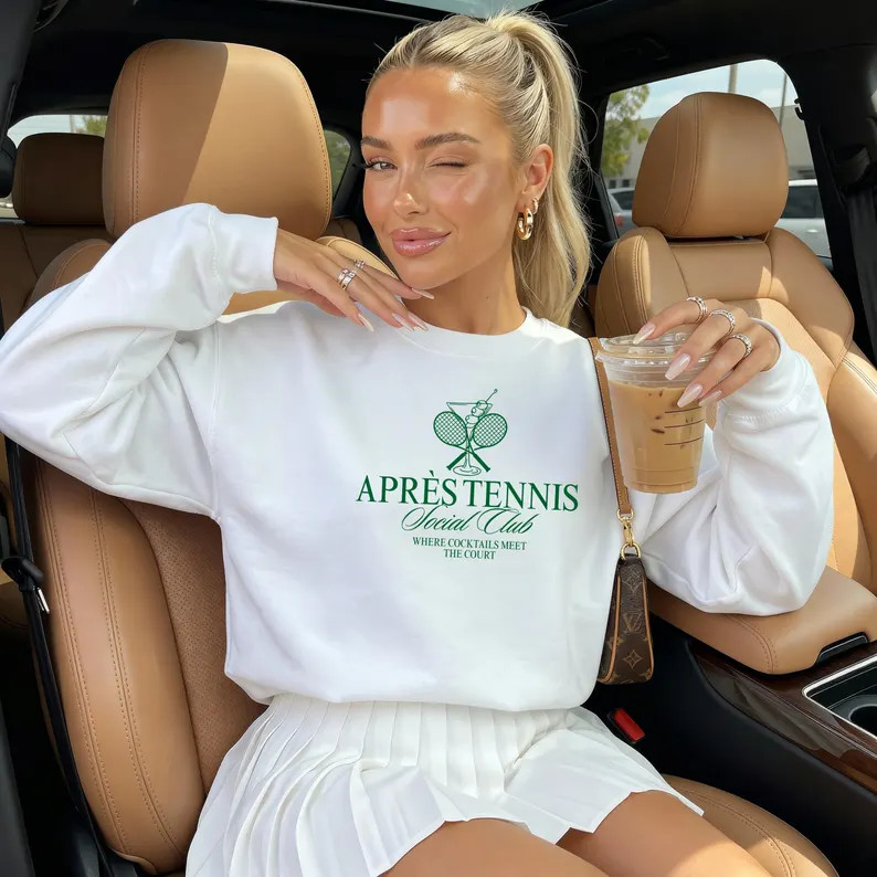 Après Tennis Sweatshirt, Trendy Tennis Player Shirt, Pinterest Aesthetic Tournament Outfit, Cour... | Etsy (US)